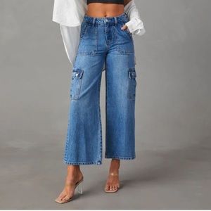 VICI Aliza High Rise Wide Leg Cargo Jeans NWT